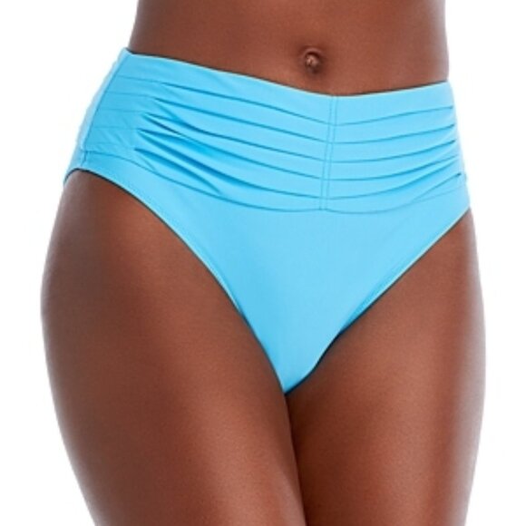 Ramy Brook Ivo Pleated High Rise Swimwear Bikini Bottom Size S Aqua Blue - Picture 1 of 2